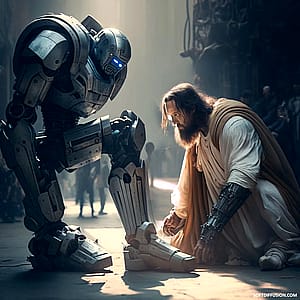 Jesus coming back to a super futuristic humanity